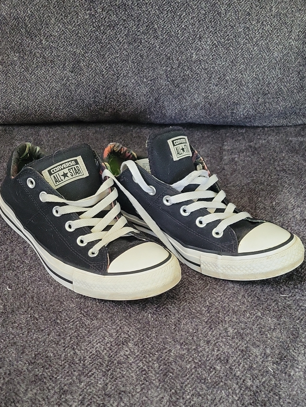 Converse Black Canvas Low Top Sneakers with White Accents